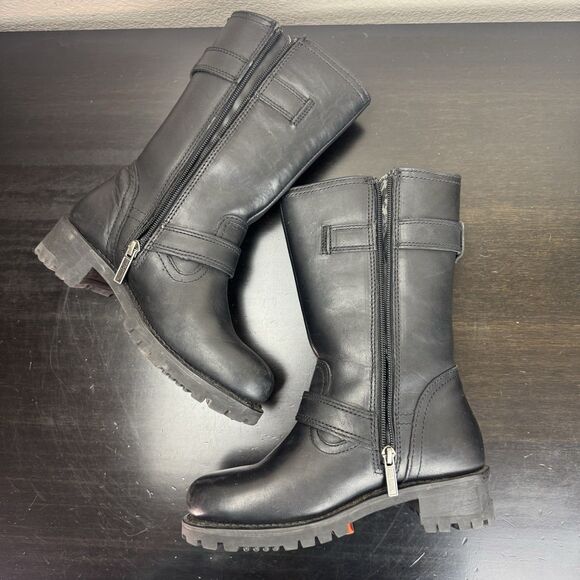 Women’s Harley Davidson Linda Boots Leather Black Motorcycle Moto 88401 Skull 6 - Picture 11 of 16